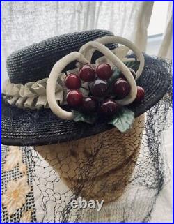 10 VINTAGE HATS Flowers Cherries Feathers Silk Velvet ASSORTED STYLES Lot