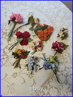 10 Vintage Millinery Hat Decorations Corsages Some Velvet Flowers