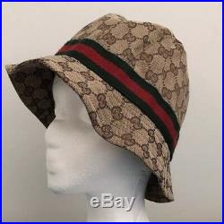 100% AUTHENTIC Vintage 2000 GUCCI WOMAN FEDORA CANVAS BEIGE GG CAP/HAT