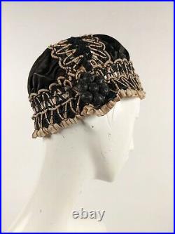 1860's CIVIL War Era Silk & Cord Cap Hat W Gutta Percha Ornaments