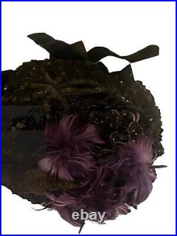 1890 purple sequence chiffon bonnet