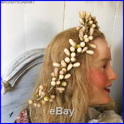 1890's French Wedding Bridal Wax Headpiece Tiara Display
