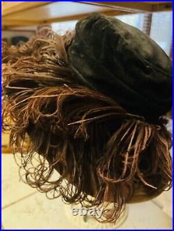 1890's Victorian Vintage Dress Hat With Ostrich Original Feathers