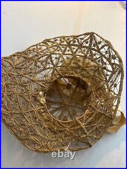 1890's open weaver straw hat with flower ribbon