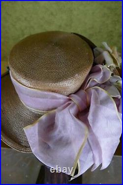 1912 Antique Asymetrical Straw Hat, Titanic Era Hat, antiker Hut, chapeau ancien