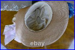 1912 Antique Asymetrical Straw Hat, Titanic Era Hat, antiker Hut, chapeau ancien