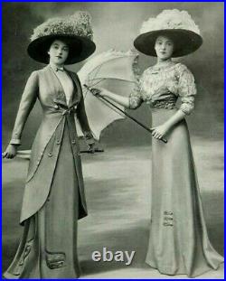 1912 Edwardian Gibson Girl VELVET & OSTRICH FEATHER GAINSBOROUGH WIDE-BRIM HAT