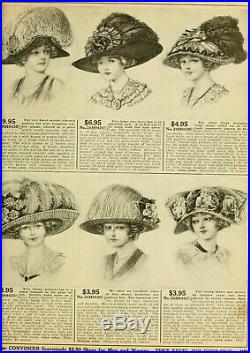 1912 Edwardian Gibson Girl VELVET & OSTRICH FEATHER GAINSBOROUGH WIDE-BRIM HAT