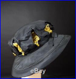 1918 Black Silk Wide Brim Hat