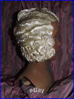 1920's platinium blonde thread Wig in box Hat Cloche Art-Deco Flapper Rare
