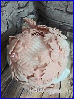1920s Flowered Headdress Pink Velvet Flowers