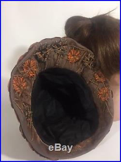 1920s Vintage ornate Copper Velvet Cloche Hat