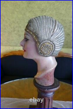 1924 Gold Lamé & Rhinestones Flapper Cloche, antique hat, antiker Hut