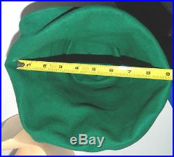 1930s 1940s Vintage Robin Hood Green Felt Velour Slouch Tilt Hat Asymmetrical OS