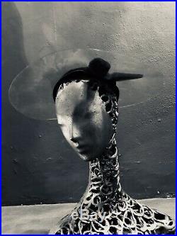 1930s Futuristic Hat Tilt Top 40s Polyethylne Brim Rare Evening Saucer Vintage