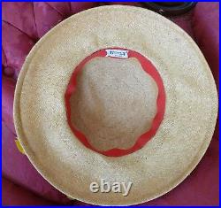 1940-1950`s Henry`s Panama Straw Hat with Large Yellow silk Flowers