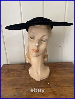 1940's 1950's Vintage Velvet Platter Hat