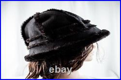 1940's Black Vintage Women Cloche Hat Size 7.1/4