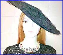 1940's Blum's Vogue Black Velvet Organza Portrait Hat