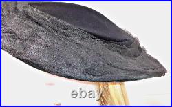 1940's Blum's Vogue Black Velvet Organza Portrait Hat