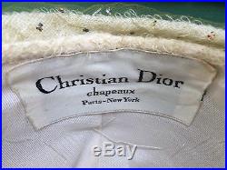 1940's Christian Dior Chapeaus, Paris-New York -Turban Style, Dyed Feathers