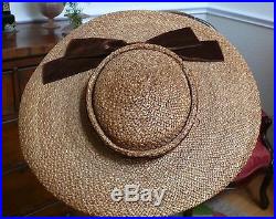 1940`s Natural Stunning Straw Large Wide brim Picture Hat by Jan Leslie