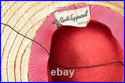 1940s Straw Hat Wide Brim Colorful Woven 40s