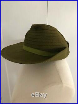 1940s hat olive green wide brim