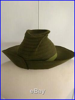 1940s hat olive green wide brim