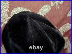 1948 Vintage CHRISTIAN DIOR Made in Paris Label Black Velour Felt Scuptural HAT