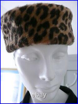 1950`s Faux Leopard Toque Hat Beresford designer