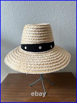 1950s 1960s Vintage Sun Hat Made Italy Viva Pool Party Beach Straw Rafia Retro