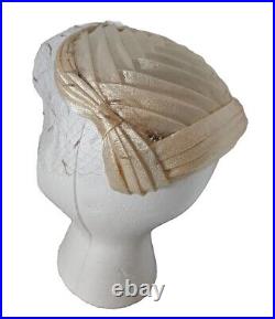 1950s Champagne Satin Wedding Hat By MARCHE' Exclusive