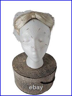 1950s Champagne Satin Wedding Hat By MARCHE' Exclusive