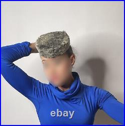 1950s Gray Natural Astrakan Lamb Fur Pill Box Hat Cap