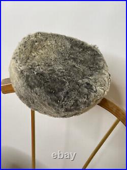 1950s Gray Natural Astrakan Lamb Fur Pill Box Hat Cap