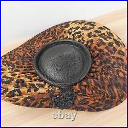 1950s Vintage Oversized Headpiece Leopard Fascinator Tilt Wide Brim RUNWAY HATS