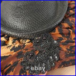 1950s Vintage Oversized Headpiece Leopard Fascinator Tilt Wide Brim RUNWAY HATS