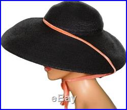 1950s Wide Brim Hat by Simpsons Black Straw