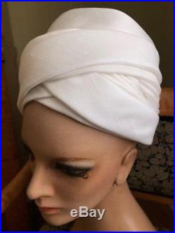 1960's Deadstock Glamourous Tall White Turban Hat