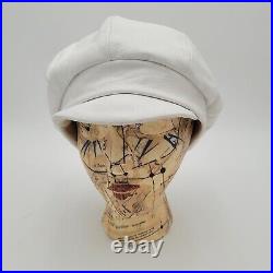 1960s Emme for Bonwit Teller MOD WHITE LEATHER Bubble Newsie Hat Space Age GoGo