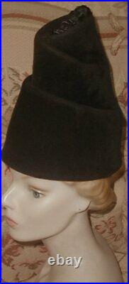 1960s Yves Saint Laurent TALL Spiral SCULPTURAL Felt TOWER Hat, Tassels, Beehive