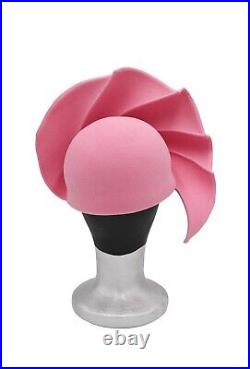 1980s Vintage Pink Rhinestone Seashell Shape Hat Size Medium