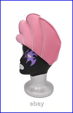 1980s Vintage Pink Rhinestone Seashell Shape Hat Size Medium