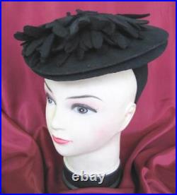 19c. Antique Ladies Womens Felt Hat Black