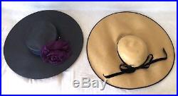 2 Absolutely Spectacular Vintage Summer Straw Wide Brim Hats from Neiman Marcus
