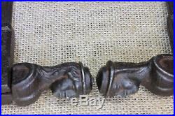 2 Old Shutter Dogs french girl woman hat iron Art Deco vintage 1800s set #1 R Y