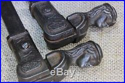 2 Old Shutter Dogs french girl woman hat iron Art Deco vintage 1800s set #2 R Y