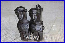 2 Old Shutter Dogs french girl woman hat iron Art Deco vintage 1800s set #2 R Y