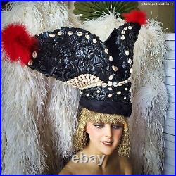 2 Vintage Theater Headdress Headpiece Showgirl Stage Costume Burlesque Cosplay